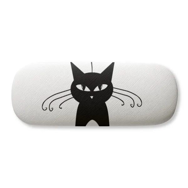 

Cute Black Cat Pet Lover Animal Art Silhouette Glasses Case Eyeglasses Clam Shell Holder Storage Box