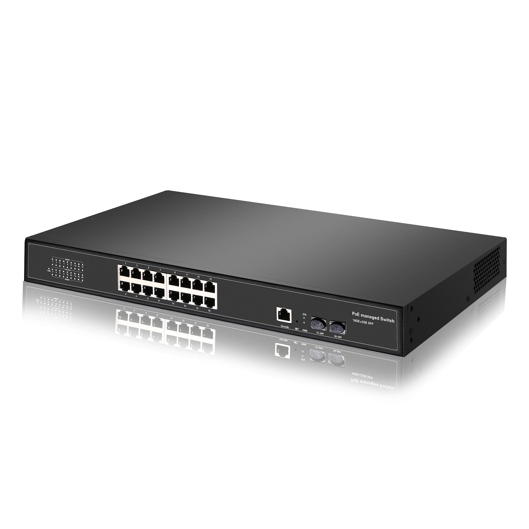 16포트 기가비트 관리형 POE 스위치(2개의 기가비트 SFP 슬롯 포함) 16 포트 POE 관리형 스위치 IGMP VLAN(200w)