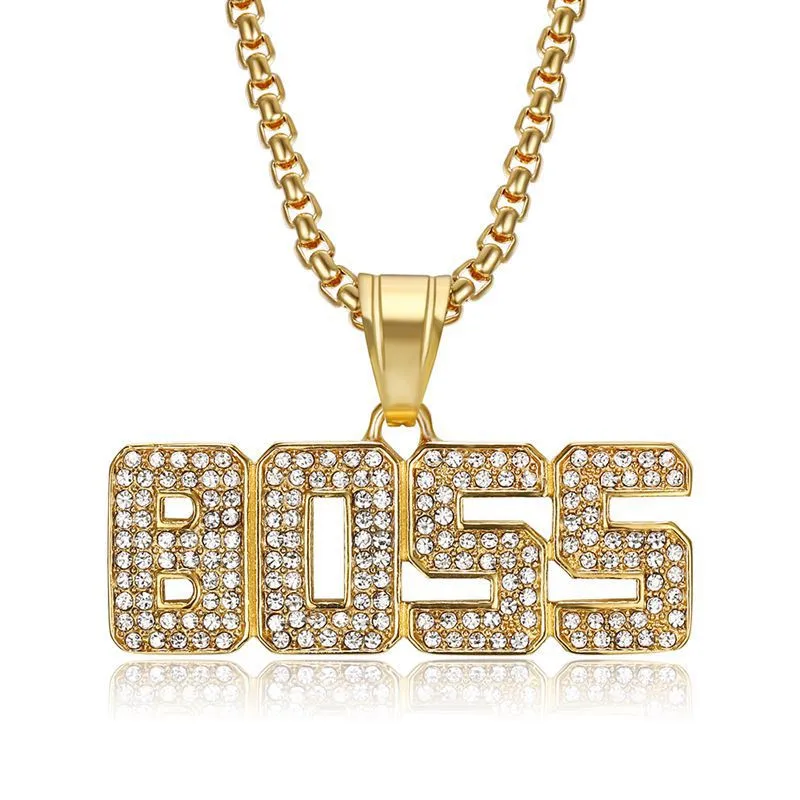 Cz Boss Letter Pendants Necklaces Women 