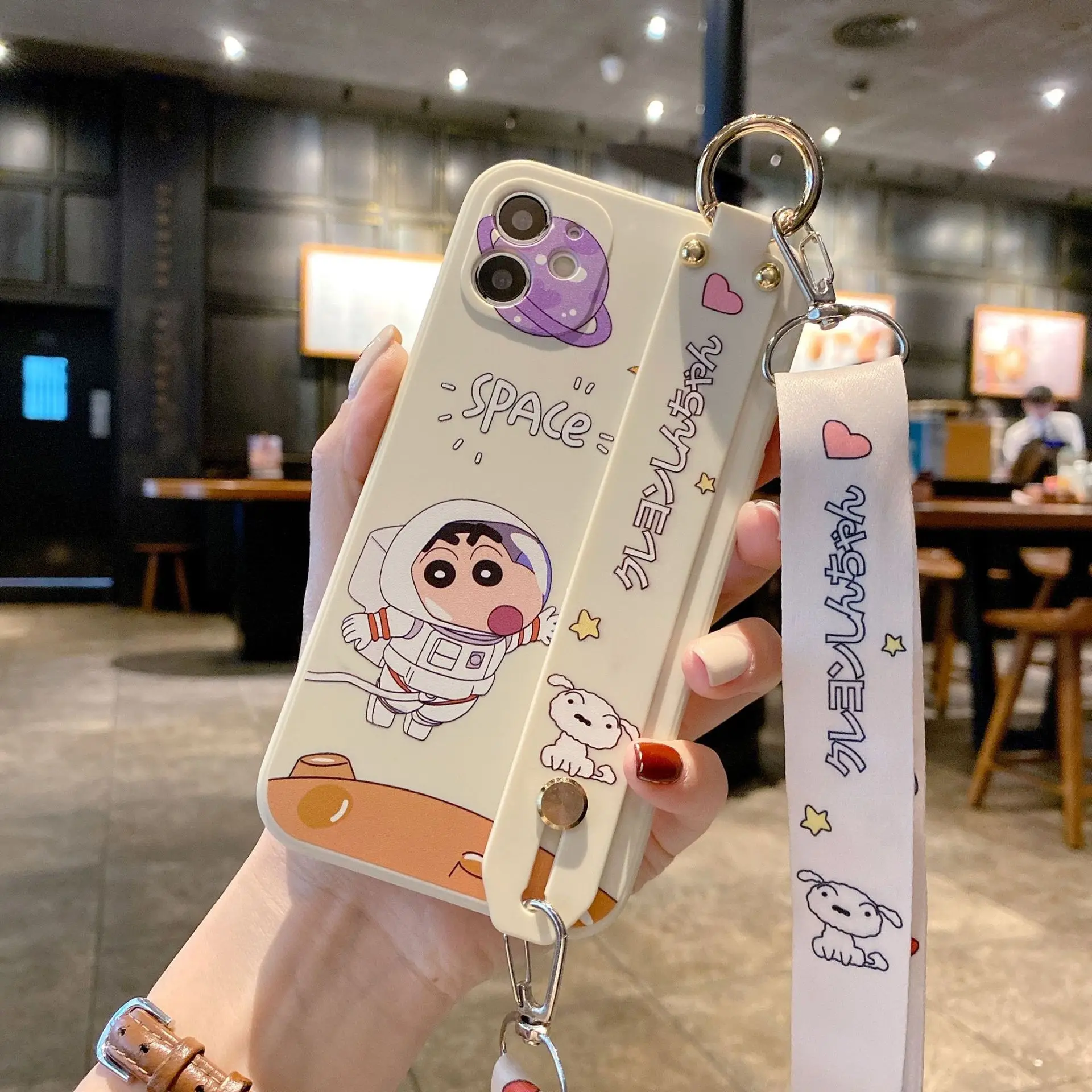 Японский чехол для телефона с ремешком на запястье манга iPhone 11 12 Mini Pro X XR XS MAX 7 8 Plus
