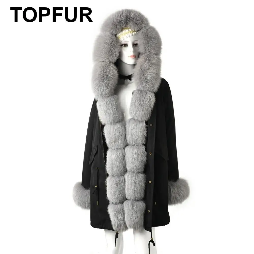 Женская парка с натуральным мехом лисы серая капюшоном зимняя верхняя одежда