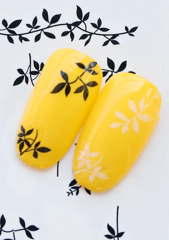 12 листов с растительным принтом в виде листьев цветок Одуванчик слова большой размер ногтей водные горки переводные наклейки для ногтей наклейки Советы