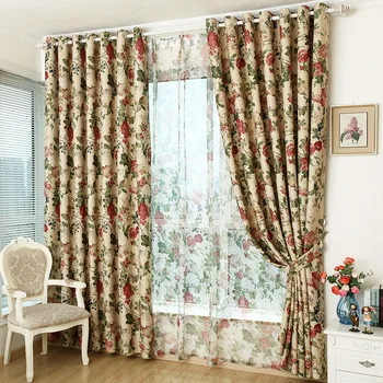 

Curtains for Finished Fabrics Special Clearance Upscale Bedroom Living Room European-style Garden French Window Red Curtains