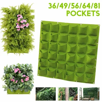 

36/56/64/81 Pockets Wall Hanging Planting Bags Green Grow Bag Planter Vertical Garden Vegetable Living Garden Bag Home Supplies