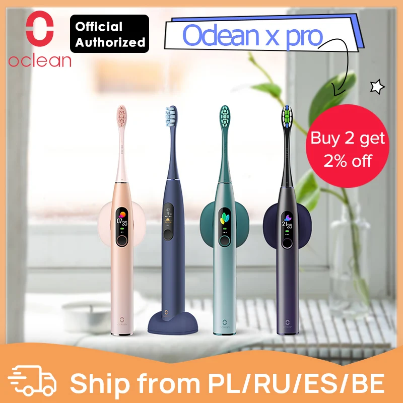 Descuento Oclean-cepillo de dientes eléctrico x-pro para adulto, versión Global, Sónico, IPX7, soporte cargador 2 en 1, cepillo de dientes con pantalla táctil a Color, carga rápida GmJXlX0EB