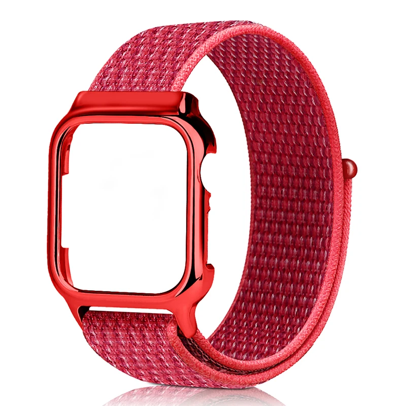Hibiscus Ремешок для Apple watch band 44 мм 40 мм correa iwatch series 5 4 sport нейлоновая петля+ чехол для Apple watch 4 5 аксессуары высокого качества - Цвет ремешка: Hibiscus