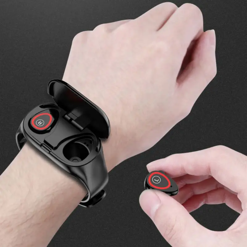 M1 Dual Bluetooth 4.2 Headset Smart Bracelet Heart Rate Blood Pressure Tracker Smart Watch for Ios Android Mobile Phone