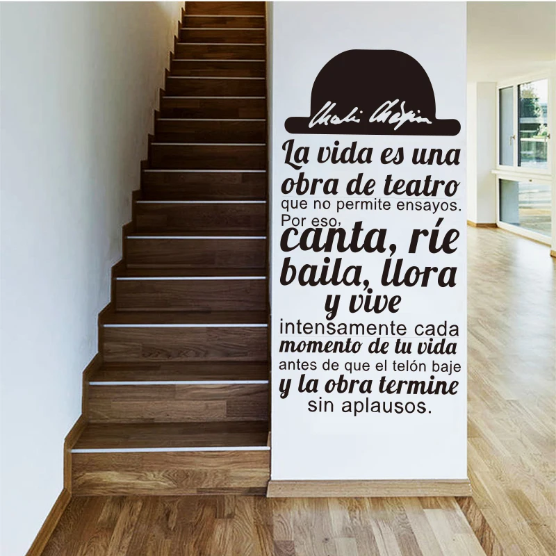 Цитаты на испанском La vida es una obra de teatro виниловая наклейка на стену аппликация настенная гостиная украшение дома dw0983