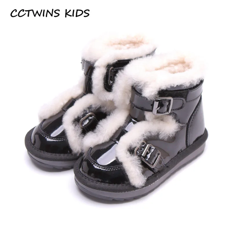 CCTWINS/детская обувь; коллекция года; зимние детские ботинки до середины икры; брендовая теплая обувь для маленьких мальчиков; модные зимние ботинки для девочек; Цвет Черный; SNB187 - Цвет: Черный