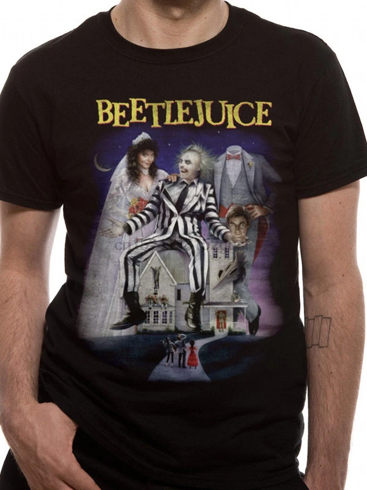Beetlejuice плакат официальный Tim Burton Betelgeuse Horror Movie Черная Мужская футболка Летняя