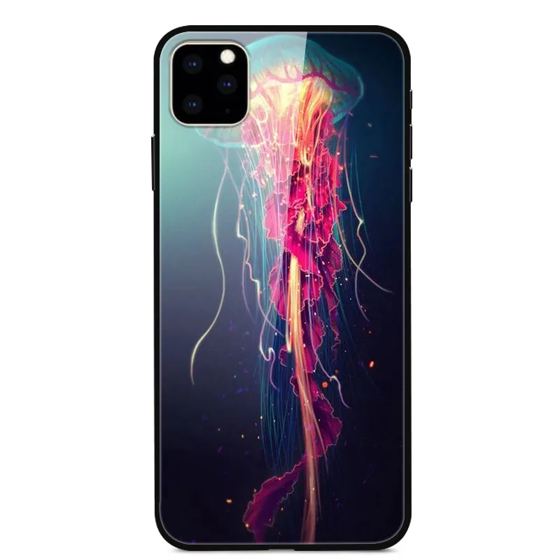 02 Закаленное стекло чехол для iPhone 11 11Pro максимальный Чехол Мягкий бампер задняя крышка для iPhone 11 Pro Max телефон стеклянная крышка для iPhone11 - Цвет: 02