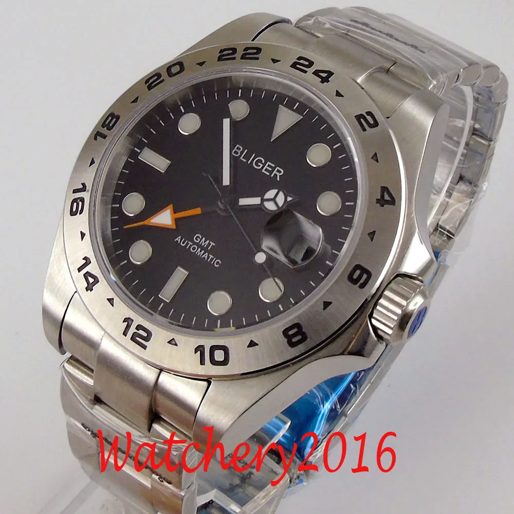 

New Arrival 43mm Bliger Black Dial Sapphire Glass Date GTM Luminous Automatic Movement Mens Watch