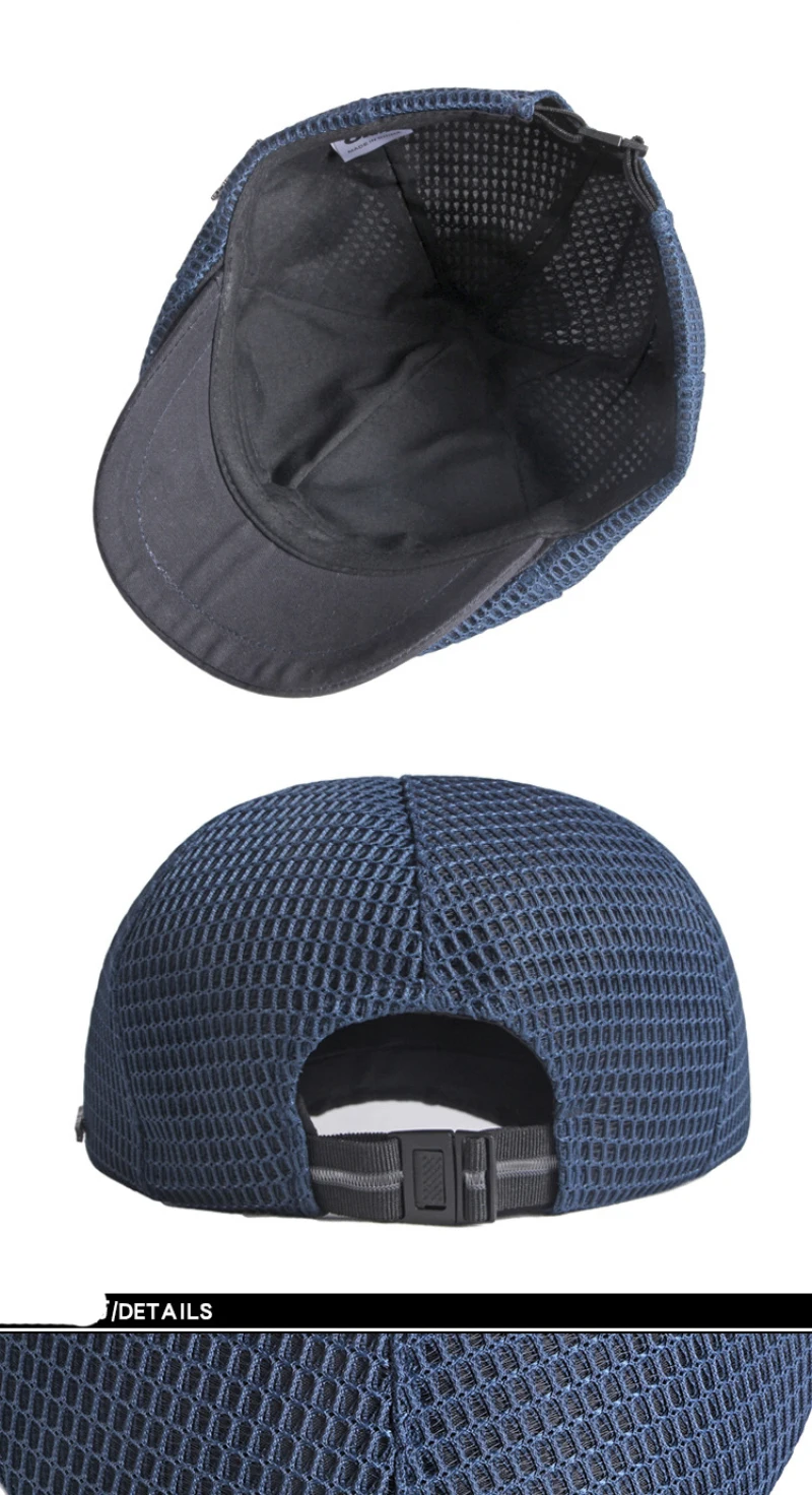 HT3659 Baskenmützen Frühling Sommer Kappen für Männer Frauen Atmungsaktive Mesh-Baskenmütze Unisex Verstellbare Achteckige Kappe Vintage Baskenmütze – Detail 8