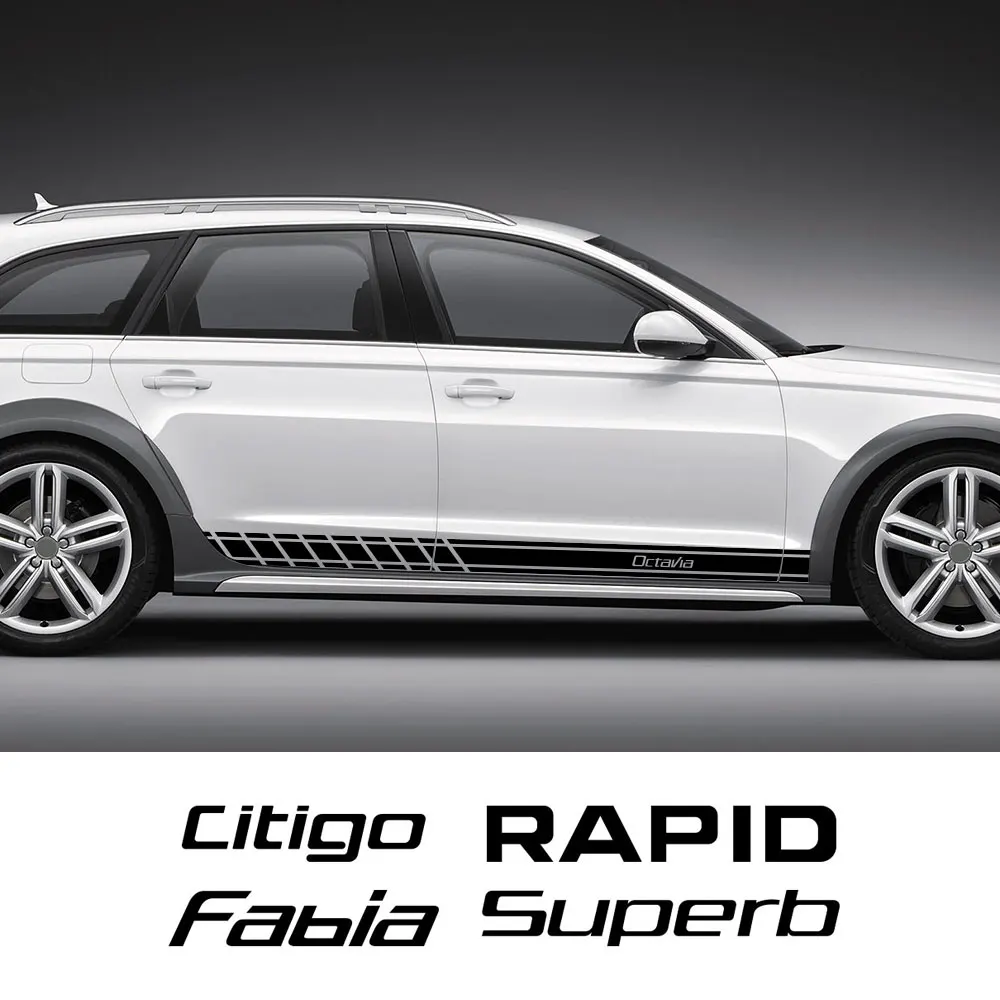 Наклейки на боковую дверь автомобиля для Skoda Octavia Fabia 3 Rapid Superb Kodiaq Scala Karoq Kamiq Citigo