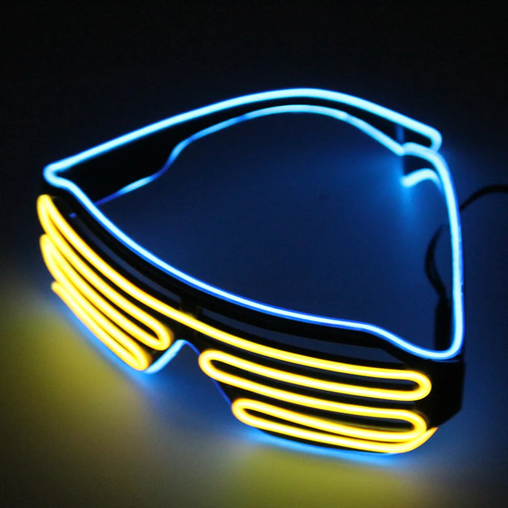 

Smart Remote Led Glasses Control EL Glass EL Wire Fashion Neon LED Light Up Shutter Shaped Glasses Rave DJ Bright Costume Party