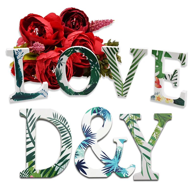 1 Pieces Plante Verte Theme En Bois A Z Lettre Alphabet Mot Autoportante Pour Mariage Joyeux Anniversaire Decoration De La Maison En Bois Bloc Aliexpress