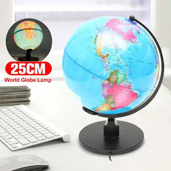 

25cm LED Luminescence World Globe Map with Light 360 Degree Rotation Geography Educational Tool Home Office Decoration