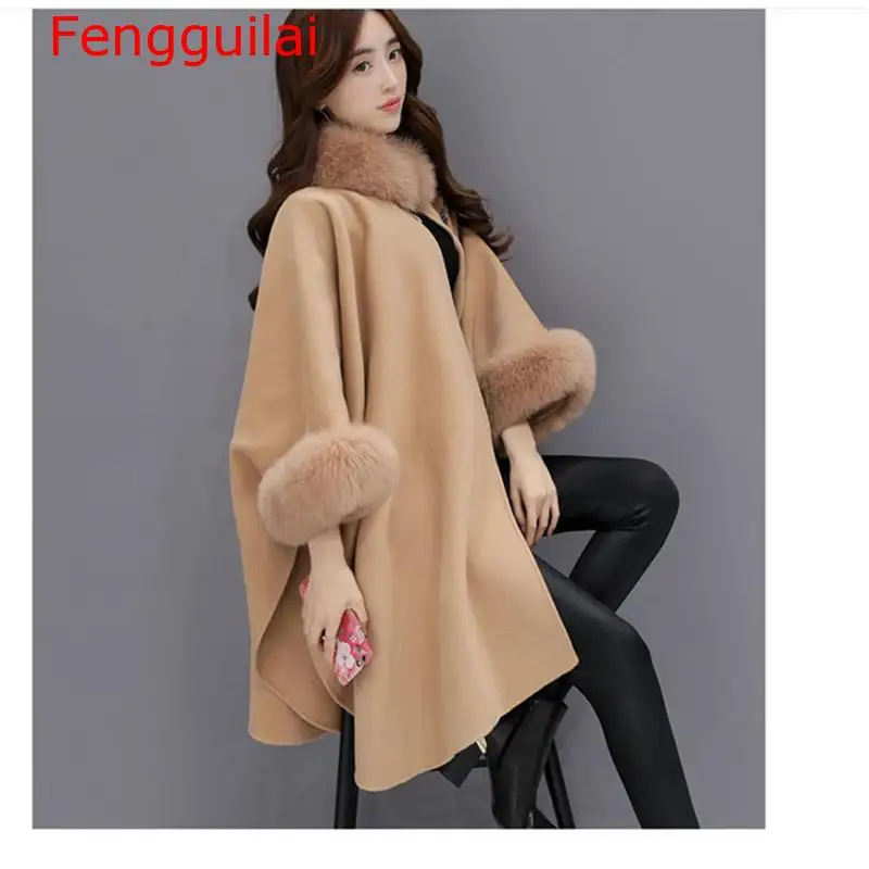 Spring New Women Wool Coat Autumn Fashion Women Warm Coat Long Ladies Women European Cloak Poncho Fashion Jacket Outwear