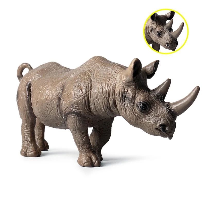 Детская модель животных 5 носорог Бегемот набор диких животных Rhino Бегемот фигурка статическое цельное изделие игрушка