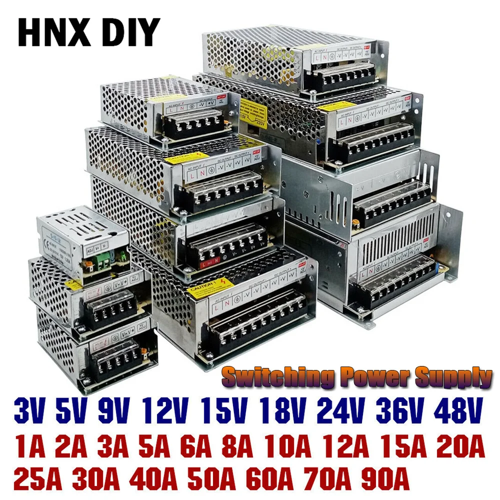 Источник питания 3 в 5 9 12 В 15 18 24 36 1A 2A 3A 5A 6A 8A 10A 20A 50A импульсный источник Вольт 220 |