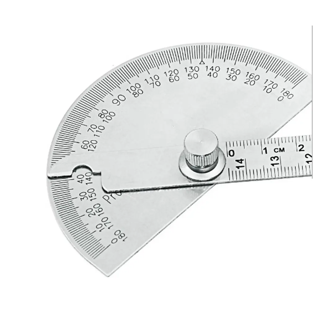 14.5cm 180Degree Adjustable Protractor Stainless Steel Arm Rotary Multifunction Roundhead Angle Ruler Woodworking Measuring Tool
