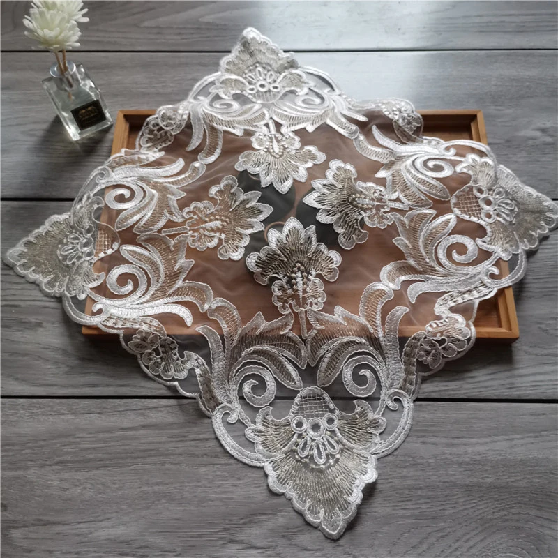 

European Champagne Gold Lace Embroidered Placemat Coaster Bedroom Balcony Table Mat Cover Cloth Banquet Party Food Beverage Pad