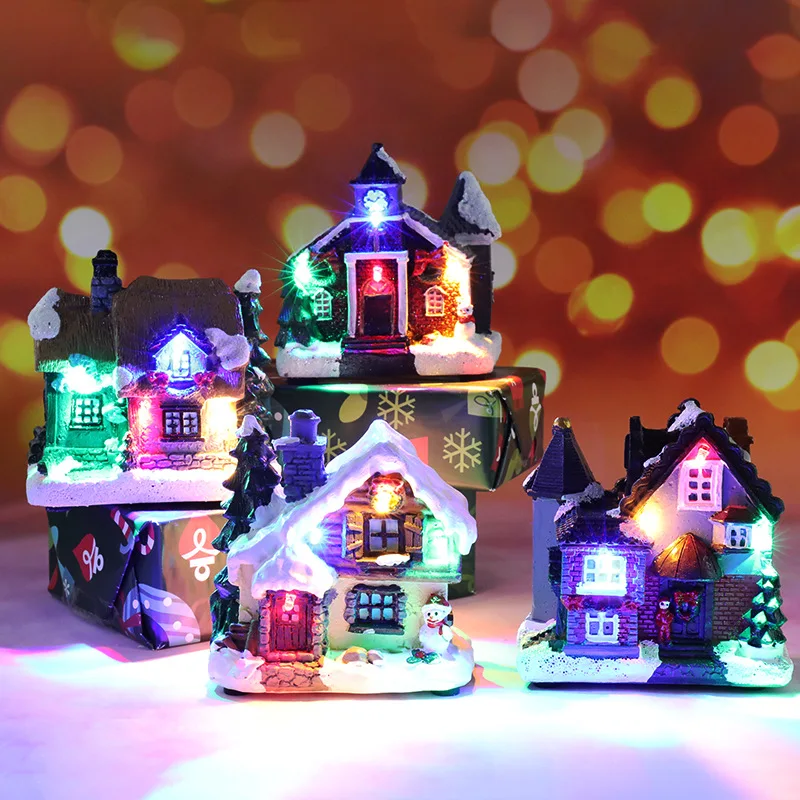 Christmas village Light House Merry Decorations For Home Xmas Gifts Cristmas Ornaments New Year 2022 Natale Navidad Noel Decor