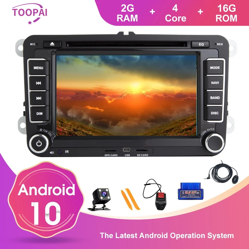 Автомобильный мультимедийный плеер Toopai на Android 10 с GPS для