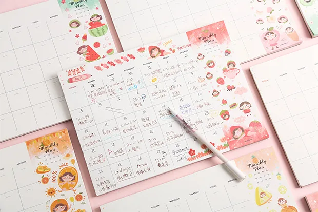В течение 30 дней на планнер на повестки дня ежедневный план обучения Kawaii из блакнота для школьные канцелярские принадлежности рождественские подарки для детей