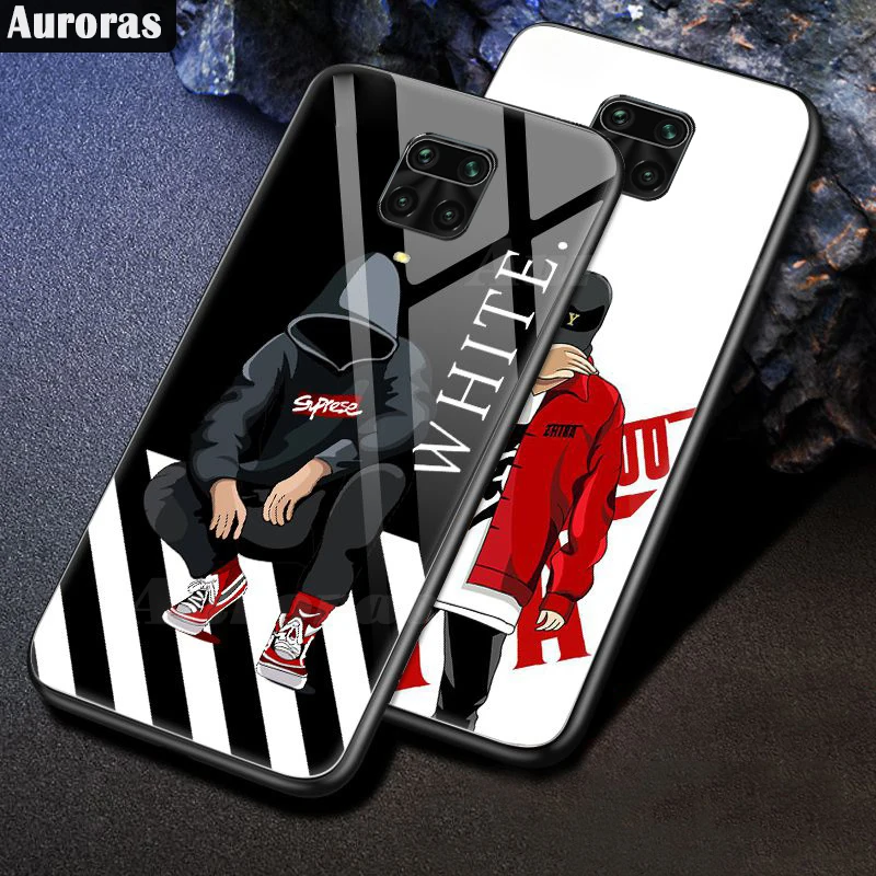 Полярное чехол из закаленного стекла для Redmi Note 9S черно белые пары в уличном стиле