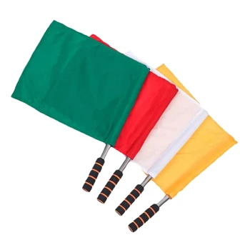 

4Pcs Sports Referee Flag Track and Field Sports Training Flag Linesman Signal Flags Solid Flag with Stainless Steel