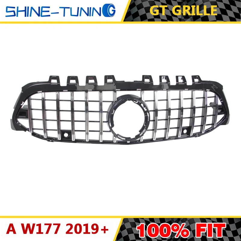 Подходит для mercedes A Class W177 amg GT Grill A35 A45 Решетка переднего бампера гоночная решетка A180 A200 A250 gt grill - Цвет: silver no camer