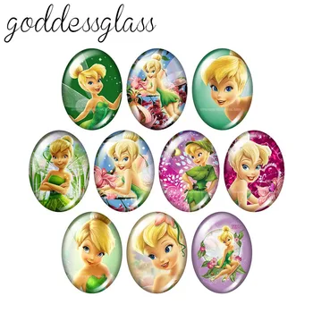 

TB0248 Princess Tinkerbell Girls 10pcs mixed 13x18mm/18x25mm/30x40mm Oval photo glass cabochon demo flat back Making findings