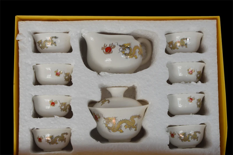 Китайский селадон, набор чайных чашек для рыбы, кунг-фу, набор чайных чашек, фарфоровая чашка, керамические тисненые изделия, высококачественные чашки