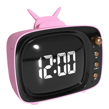 

TV Stand with Clock Alarm Clock Bluetooth Speaker, Mini Mirror Gift Card Subwoofer Small Sound