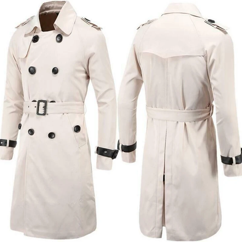 Мужские двубортные пальто размера плюс, теплая верхняя одежда с отворотом, облегающие пальто