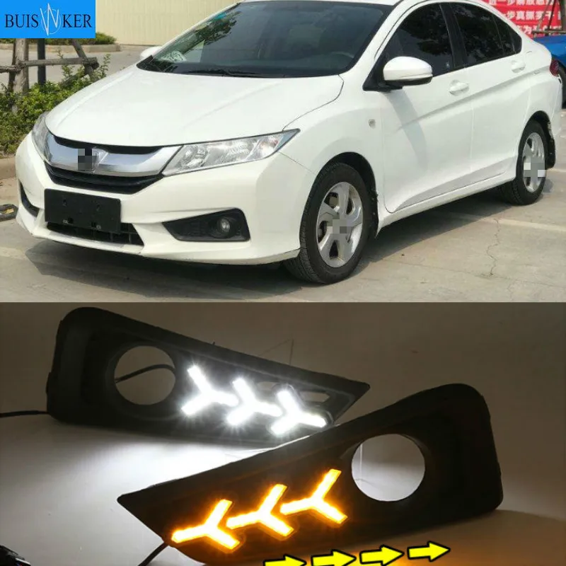

1 комплект для Honda City 2015 2016 DRL Дневной светильник LED DRL с поворотник противотуманных фар Реле Дневной светильник Тюнинг автомобилей