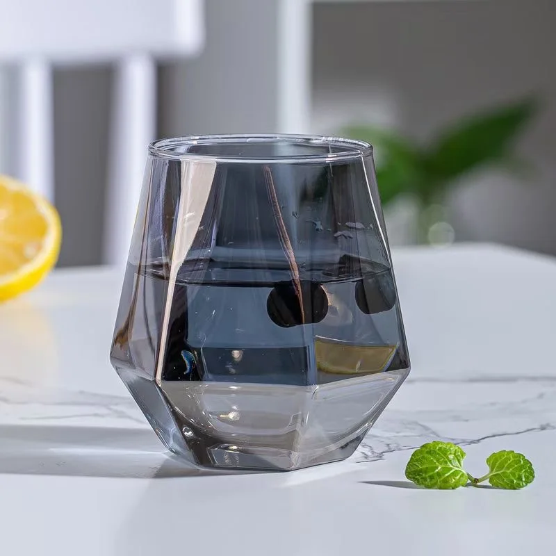 Diamond Glass Cup With Handle, Heat-resistant Single-layer Borosilicate Glass  Cup, Clear Hexagonal Juice Glass, Home Drinking Cup