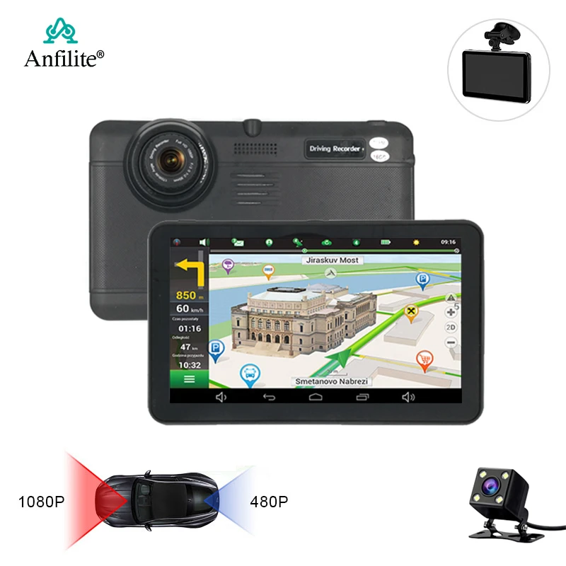 7 inch Android Bluetooth wifi Quad-core 1.3GHz GPS Navigation 1080p Camera Recorder Vehicle GPS navigator 1080P record car dvr gps device for car