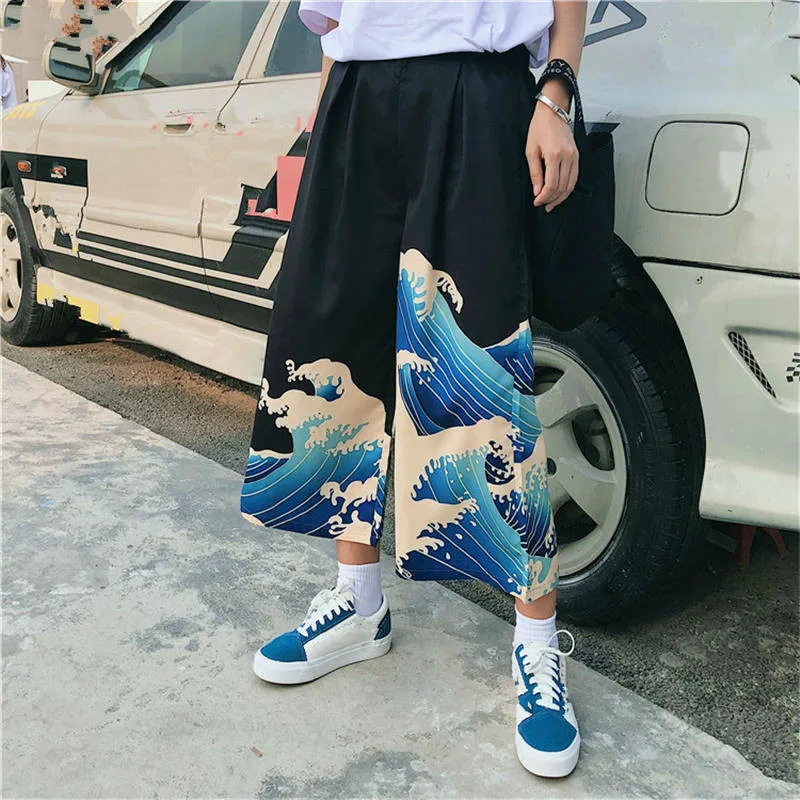 Брюки Ulzzang женские с мультяшным принтом повседневные свободные штаны в японском