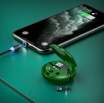 

New Style Magnetic Sucker Extendable Storage Line Three Head Universal Handphone Three-in-One Fast Charge Magnetic Line