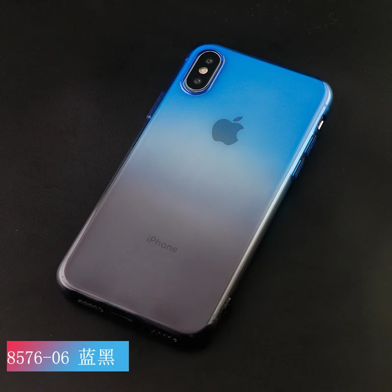 Для Apple iPhone 8plus градиентный телефонный чехол iPhone XR Двойной градиент цвета ТПУ не замненная 7/6 прозрачный Защитный чехол