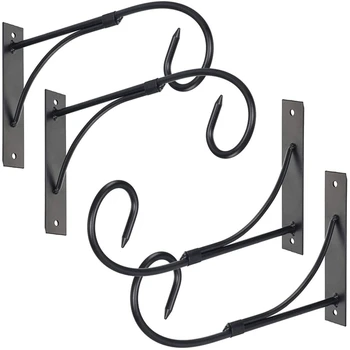 

4 Pcs Plant Basket Bracket,Metal Wall Hanging Hook,Hanging Basket Bracket for Garden Bird Feeders,Wind Chimes,Lantern