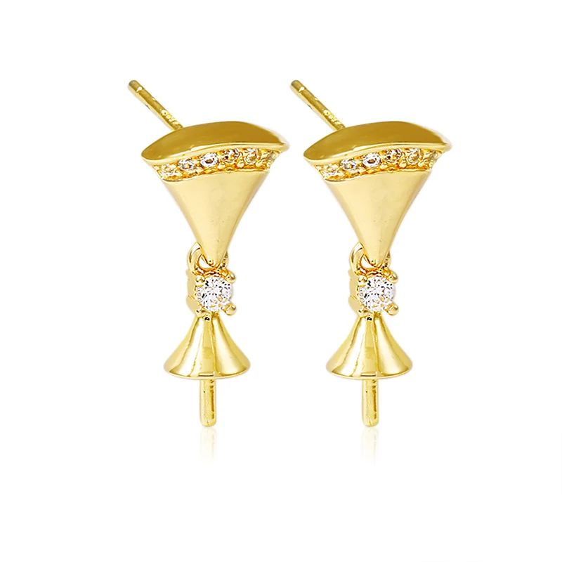 

Factory Wholesale Gold Color Brass Stud Earrings With S925 SLIVER PIN Earring Jewelry Making Supplies Diy Accessories