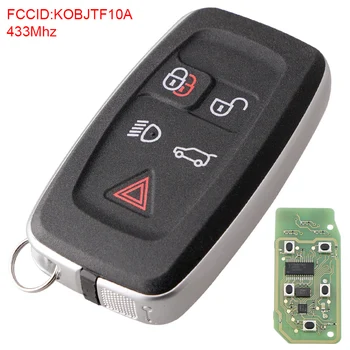 

433Mhz 5 Buttons Universal ABS + Metal Black Durable Car Remote Key Fob KOBJTF10A Suitable for Land Rover LR4 / Sport