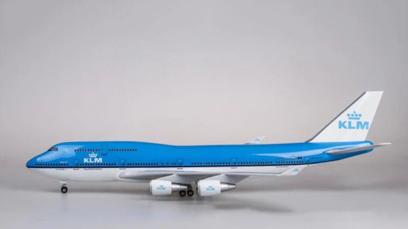 1/157 масштаб 47 см самолет Boeing B747 KLM королевский синий белый голландские авиалинии Модель W светильник колесо литье под давлением пластиковая Смола самолет Collec - Цвет: without  light