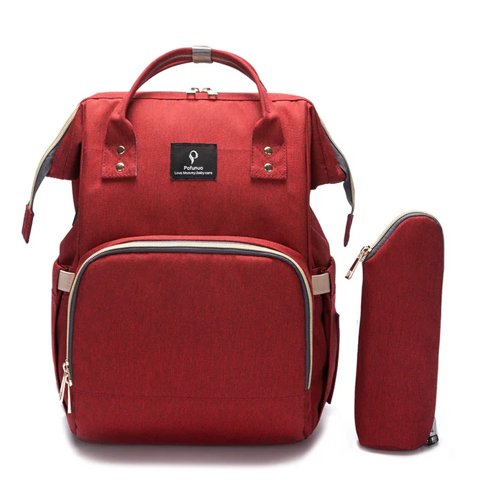 wine red Сумка для детских подгузников, сумки для детских колясок, USB Большая емкость, водонепроницаемый Набор сумок для подгузников, дорожный рюкзак для беременных, сумка для кормления - Цвет: wine red