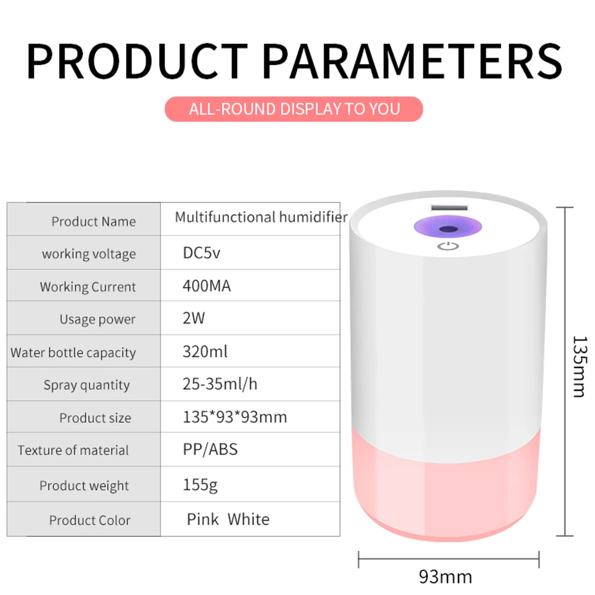3 in 1 350ML USB Cat Air Humidifier Ultrasonic Cool-Mist Adorable Mini Humidifier With LED Light Mini USB Fan for Home office