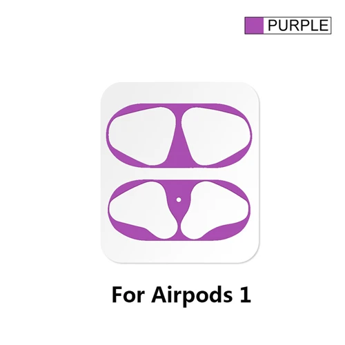 Purple-1 Металлическая Пылезащитная наклейка для AirPods 1 2 Чехол Пылезащитная наклейка протектор для Apple Air Pods 2 1 Аксессуары - Цвет: Purple-1
