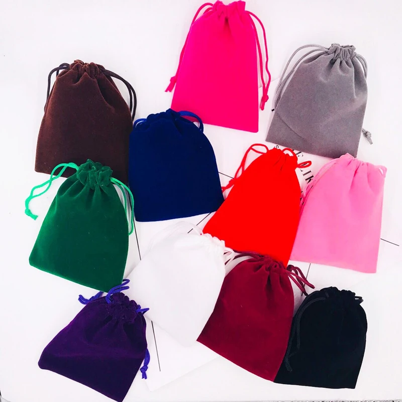 

100pcs 9x12cm Jewelry Packing Velvet Bag Packaging Bags Drawstring Gift Bags & Pouches Many Colors To Choose